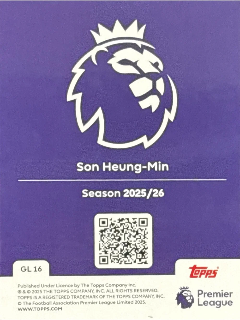 Topps Gold Lion Son Heung-Min Premier League Soccer